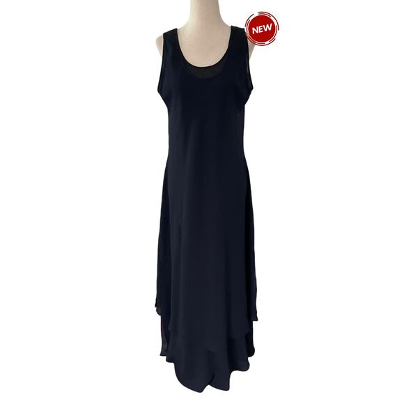 Apart Impressions Blue Tiered Side Slits Long Dress Women PetiteMedium NWT 58-38 - Picture 1 of 5